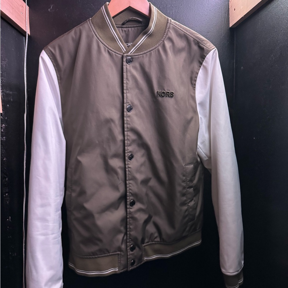 Michael Kors Men's Olive and White Bomber Jacket